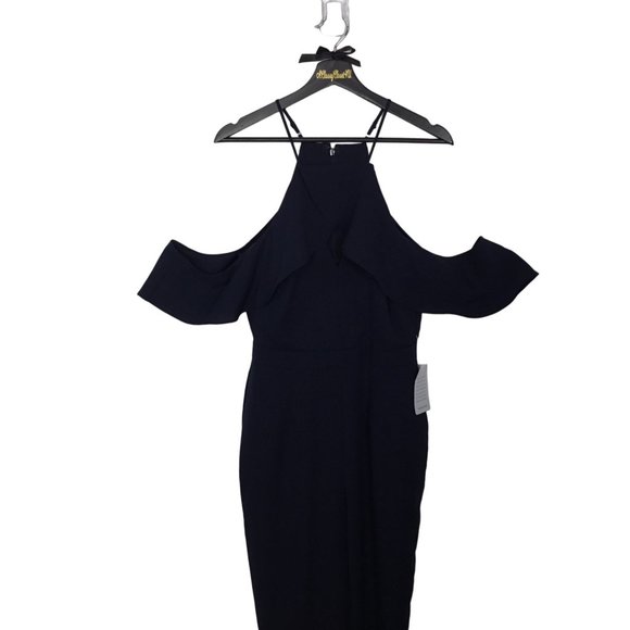 Adelyn Rae Navy Blue Cold Shoulder Jumpsuit S - Picture 7 of 8